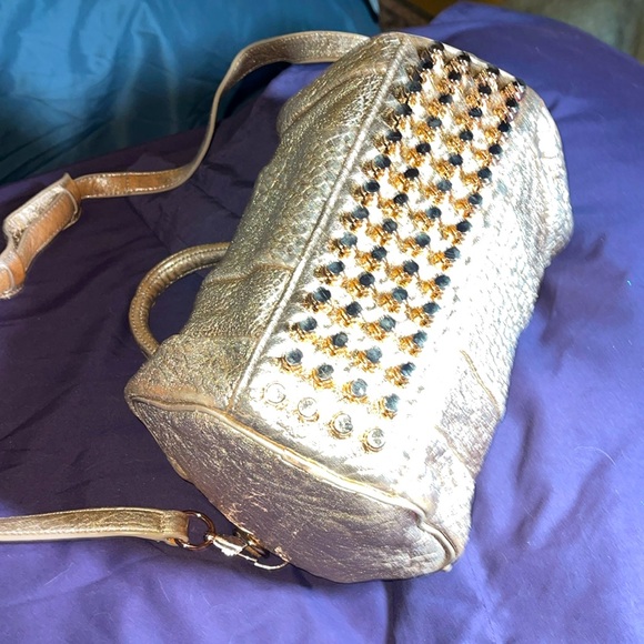 Alexander Wang  Rocco Gold Leather Crossbody Bag Gold Studded Bottom - Picture 15 of 17